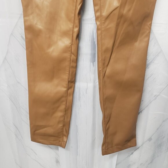 Pretty Little Things Camel Faux Leather Straight Leg Pants Size 10 - Picture 6 of 16